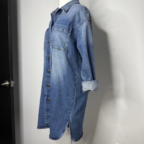 Evereve Denim Shirt Dress Button Front Long Sleeve Medium Wash Women’s Small NWT - Picture 5 of 9